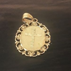 Gold cross necklace charm